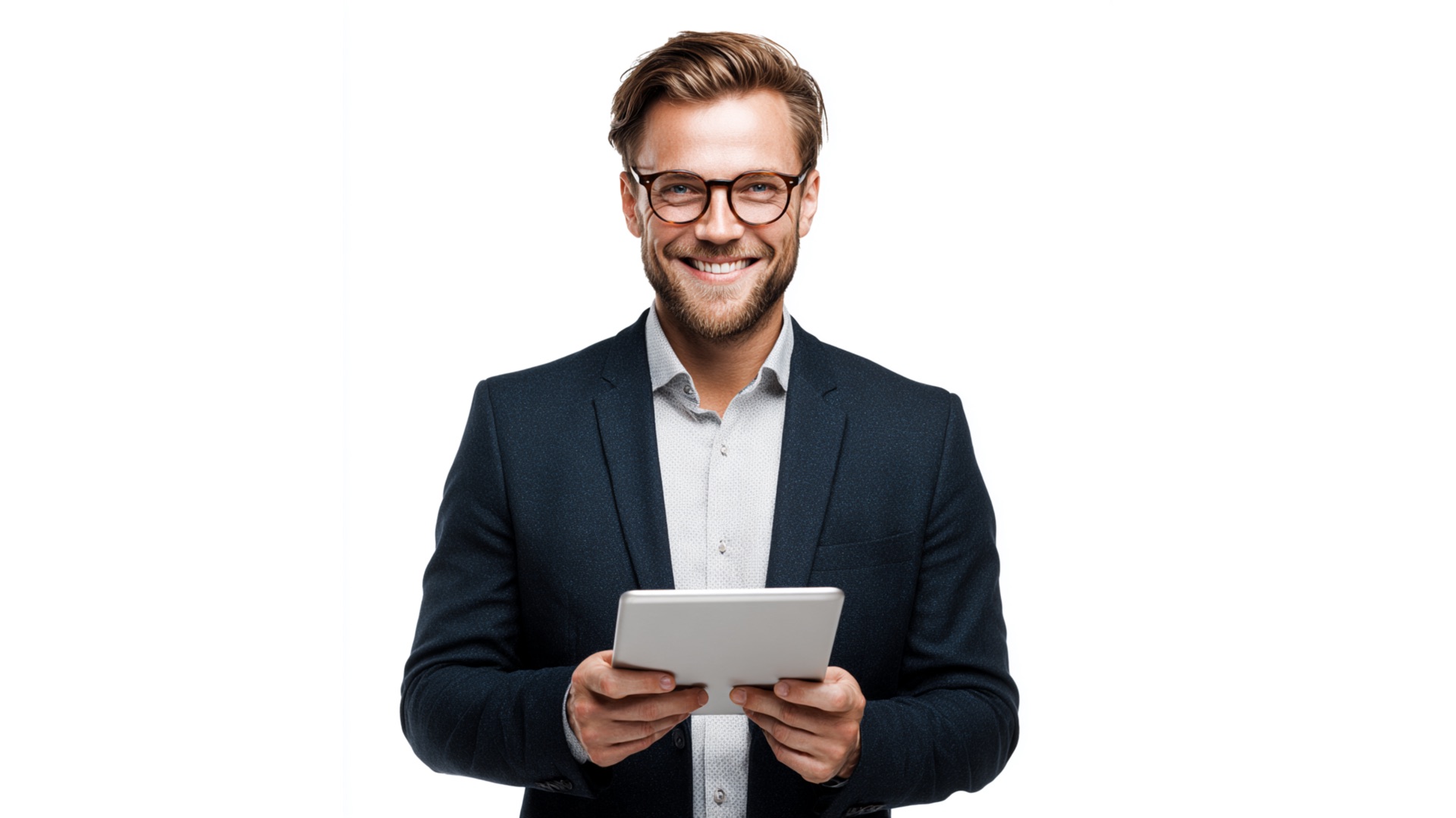 Online-Vermögensverwaltung — Berater mit Tablet